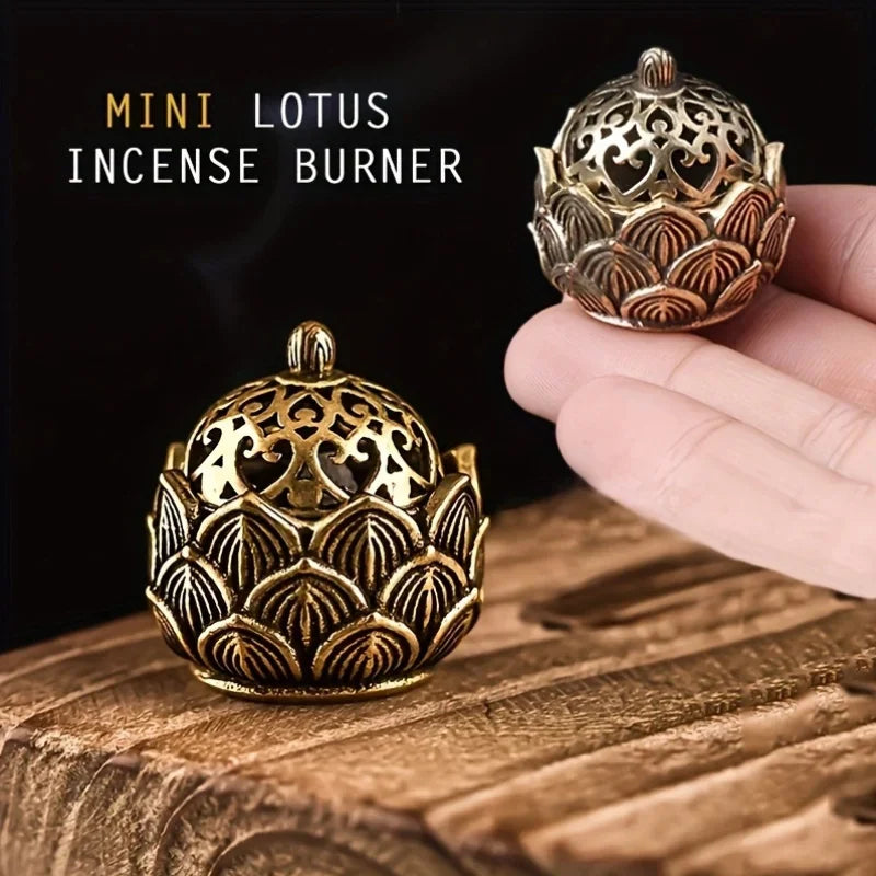 Lotus Incense Holder - Small Cone Burner, Mini Asian Style Lotus Flower Zen Decor Gift