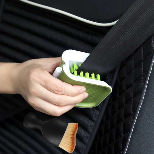 Car Interior Seat Belt Cleaning Tool - Double-Sided U-Shaped Folding Tray Sponge Diamond Brush Handguard