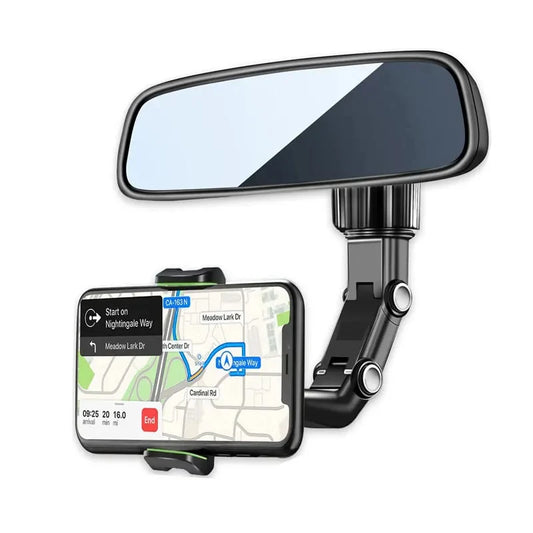 Rearview Mirror Phone Holder for Car - 360° Rotating GPS Mount, Universal Car Phone Holder for All Smartphones