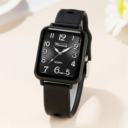 Fashion Lady’s Digital Quartz Watch – Rectangle Design, Leisure Brand, Sports Silicone Strap, Simple Women’s Clock