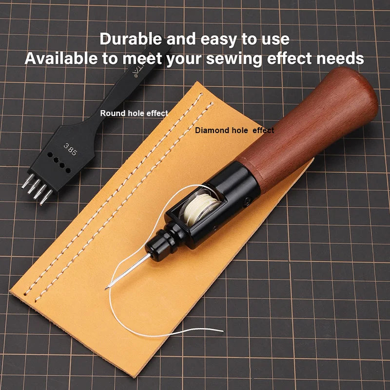 WUTA Leather Sewing Awl Thread Kit – Speedy Stitcher DIY Leather Craft Edge Stitching Tools, Shoemaker and Canvas Repair Kit