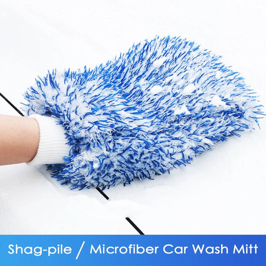 Plush Microfiber Car Wash Mitt - Thick Auto Cleaning Mitts for Car Wash - Accessories and Tools