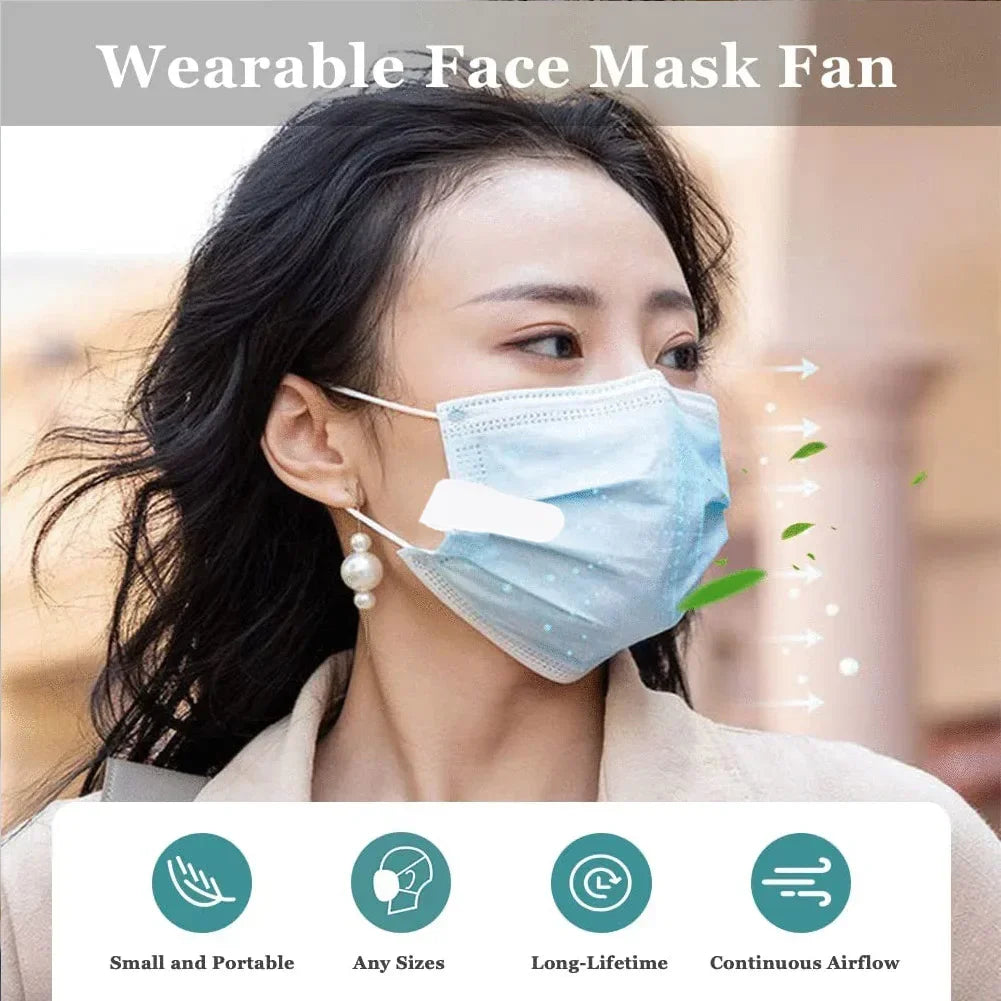 Rechargeable USB Mask Fan Clip - Wearable Mini Smart Cooling Fan for Face Masks, 85mAh Electric Air Condition Fan