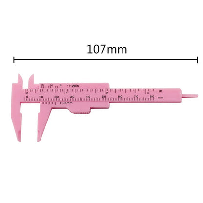 Rose Pink Double Scale Sliding Gauge 0-80mm - Permanent Makeup Tool for Tattoo Eyebrow and Lip Measuring