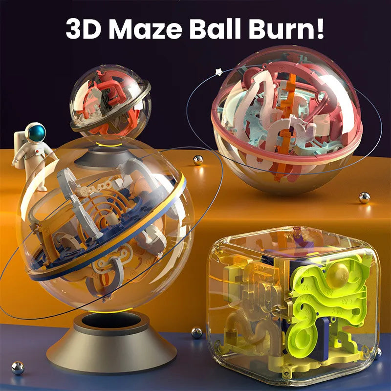 3D Puzzle Ball Maze Toy - Children's Challenge Obstacle Game, Labyrinth Ball, Montessori Puzzle, Balance Training Clearance Game