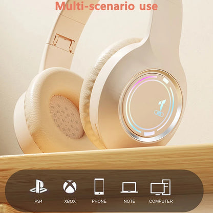 M3 Light-Emitting Bluetooth Headset | Folding LED Card Design | Wireless & TYPE-C Charging | Multi-Scene Use for Gaming & Office