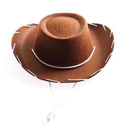 Brown Red Felt Cowboy Hat for Kids - Western Cowgirl Cap, Fancy Dress Costume for Party, Role Play, Cosplay, and Holidays