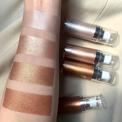 Shimmering Glow Essential: 4-Color Spray Liquid Highlighter - Perfect for Face Contouring, Body Bronzing, and Makeup Illumination