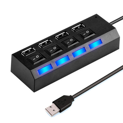 High-Speed 4/7 Ports USB 2.0 Hub – Multi USB Splitter Adapter with LED Lamp and Switch, Expander Extender for PC and Laptop