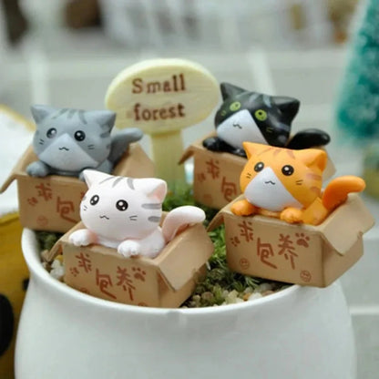 4pcs Mini Cat Ornaments - Cute Garden Kitten Statues for Kids, Baby Room, Miniature Figurines, Kawaii Home Decoration Gift