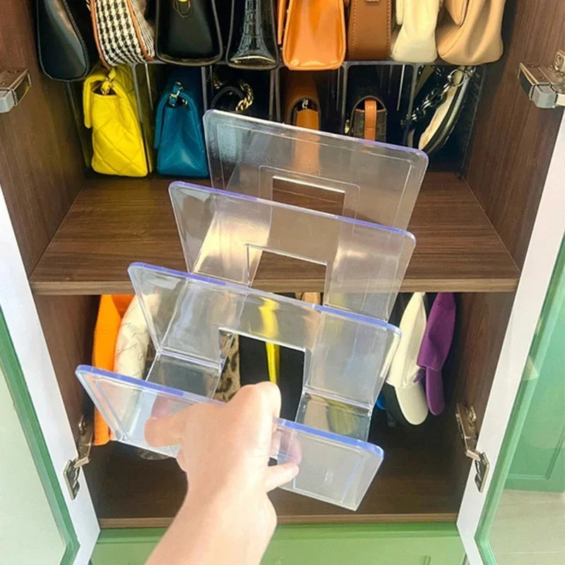 Transparent Handbag Storage Rack: Wardrobe Divider Shelf for Luxury Bags - Elegant Purse Display Racks for Organized Storage