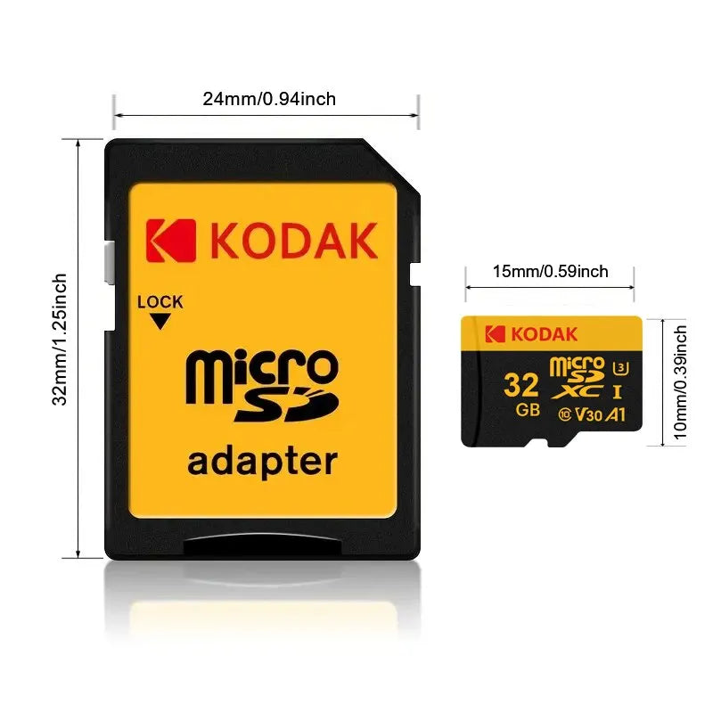 KODAK Memory Card Driving Recorder - 32GB/64GB Micro SD Memory Card for Mobile Phone, PC, Earphone, Speaker, HD Camera, Game Switch