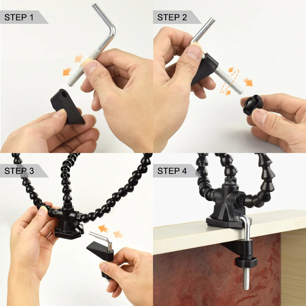 NEWACALOX Multi Soldering Helping Hand Tool: Table Clip Third Hand Soldering Stand with Flexible Arm - Welding PCB Holder