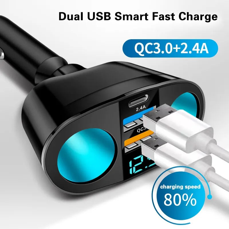 Digital Display Car Charger: Dual-port Adapter for Simultaneous Charging of Multiple Devices