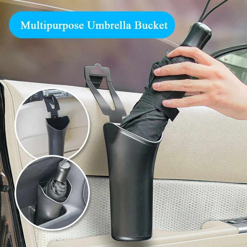 Waterproof Car Umbrella Storage Rack : Creative Multifunctional Fixed Bucket for Car Accessories - Convenient Car Storage Solution