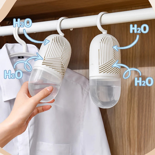 Reusable Clothes Dehumidification Box | Hanging Dehumidifier Packs with Water Collector & Hook | Anti-Mold for Wardrobe Closet Cabinet