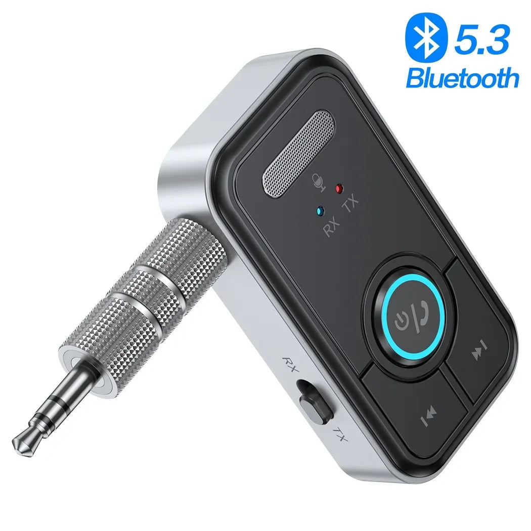 Bluetooth 5.3 Car AUX Audio Adapter – Receiver and Transmitter, 3.5mm Jack Wireless Adapter for Car, Earphones, TV, and Speakers