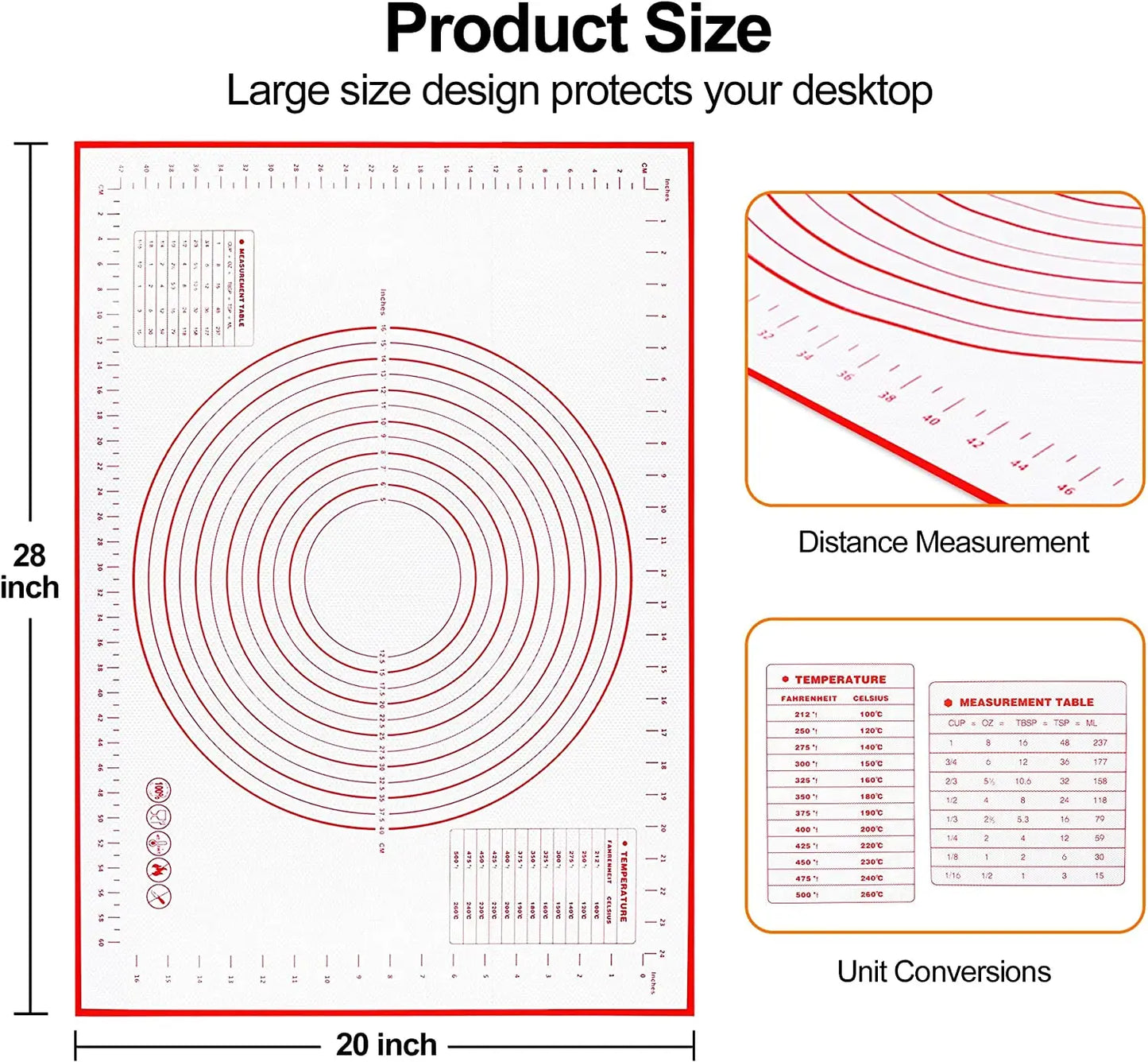 UNTIOR 1PCS Silicone Baking Mat: Kneading Pad for Pizza, Cake Dough - Non-Stick Kitchen Bakeware for Cooking and Grill Gadgets