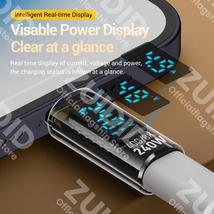 Transparent LED Display PD240W USB4.0 Type-C to Type-C OTG Adapter - 40Gbps, 8K@60Hz, 5A Fast Charging Cable for iPhone 15/14 and MacBook Pro