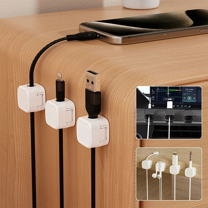 6PCS Magnetic Wire Organizer – Desktop Cable Clip Protector – Cord Magnet Winder for USB and Charging Lines with Hook