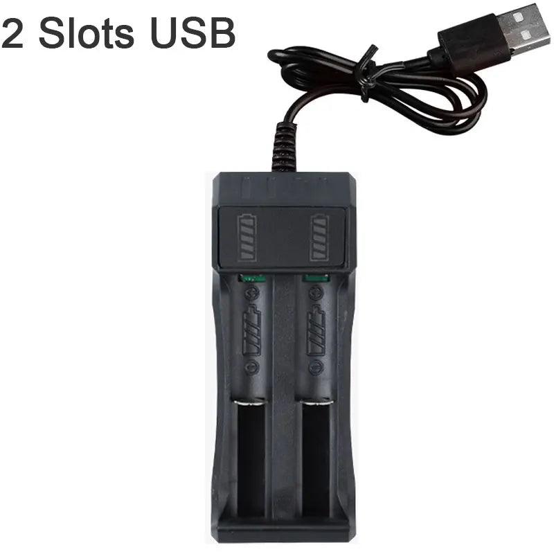 Black 18650 Battery Charger: 1/2/4 Slots Dual AC 110V 220V - for 3.7V Rechargeable Lithium Battery Charging