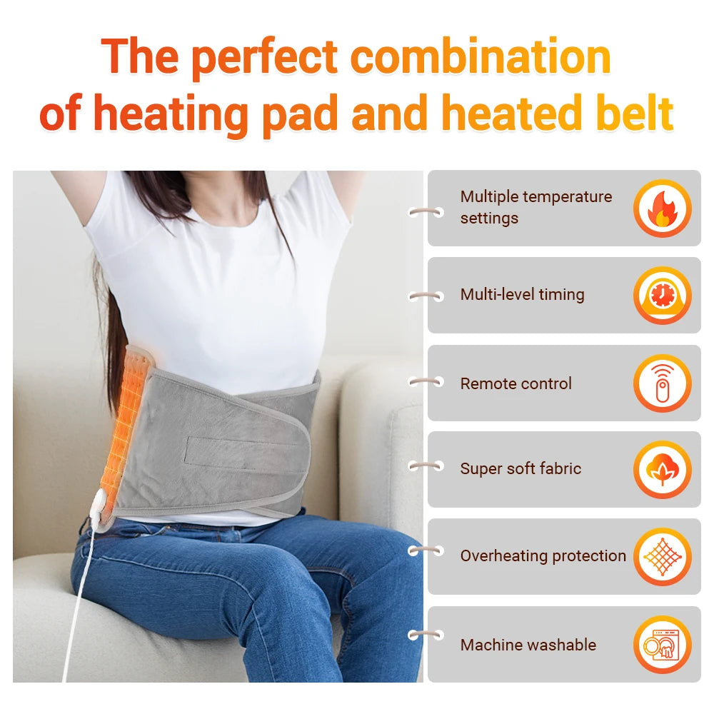 Electric Heating Waist Belt - Adjustable Temperature Control Thermal Pad for Back and Hand Warming, Ideal for Office and Home