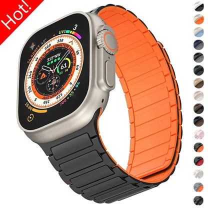 Magnetic Sports Band for Apple Watch Ultra 2 & Series 9 8 7 6 5 4 | 49mm, 45mm, 44mm, 42mm, 41mm, 40mm, 38mm Silicone Strap