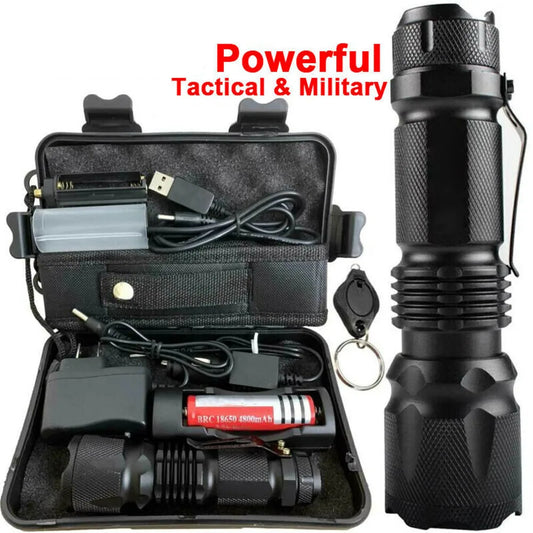 Powerful Tactical Flashlight – Portable LED Camping Lamp with 3 Modes, Zoomable, Waterproof Lantern for Outdoor and Bicycle Use