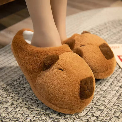 Cute Cartoon Capybara Cotton Slippers - Soft, Non-Slip, Warm Plush Indoor Shoes for Couples