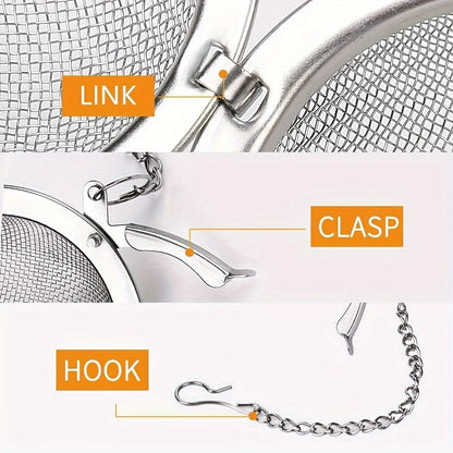 1PC 304 Stainless Steel Flavored Filter Ball - Tea and Soup Filter with Extension Chain Hook