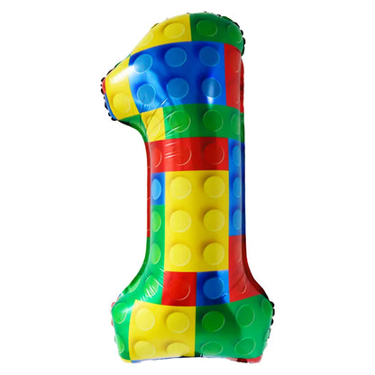 32-inch Lego-Themed Digital Aluminum Balloons - Perfect for Boys' Birthday Parties and Decorations