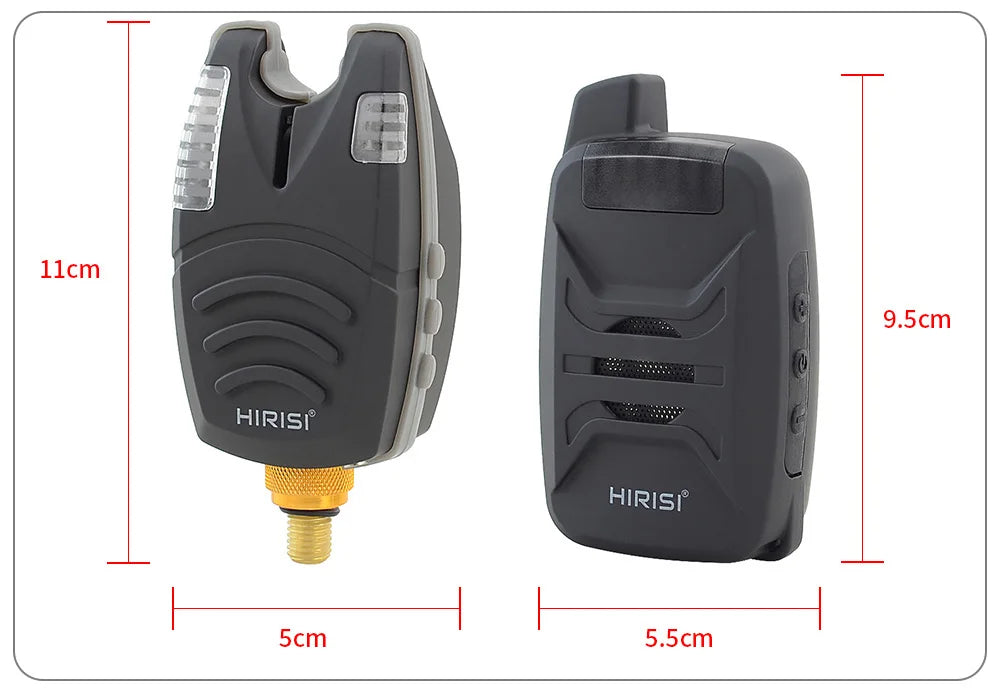 Carp Fishing Alarm Set - Wireless Bite Indicator 1+4 with Sound and LED Light Warning, Model B1230