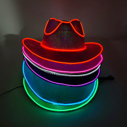 New Pearlescent Cowboy Hat - Glowing Cowgirl Cap for Dance Costumes, Neon Nightclub Decor