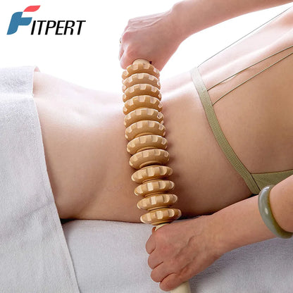 Wooden Bendable Massage Roller - Lymphatic Drainage and Cellulite Trigger Point Therapy Tool for Manual Muscle Release