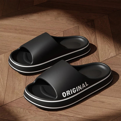 Ultra-Light Men's Thick Sole Summer Beach Slides: Soft Anti-Slip Sandals for Bathroom & Beyond