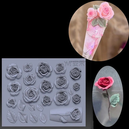 Rose Tulip Lotus 3D Acrylic Mold - Lily of the Valley Nail Art Decorations - Silicone Nail Art DIY Design Mold