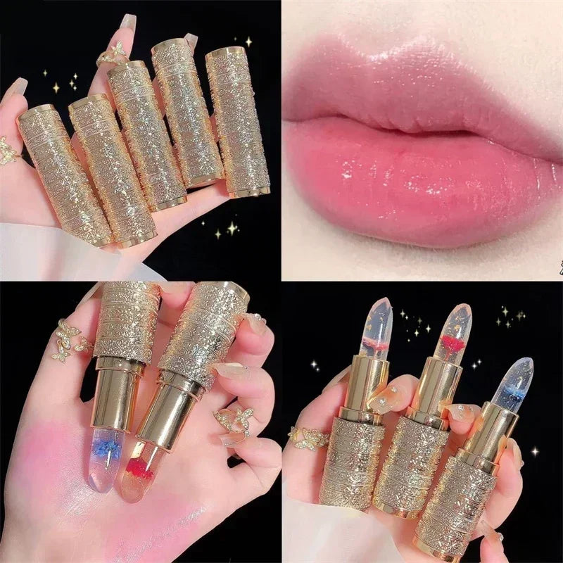 Moisturizing Flower Transparent Lipstick - Temperature Color Changing Long-Lasting Jelly Lip Balm for Lips Care Makeup (1pc)