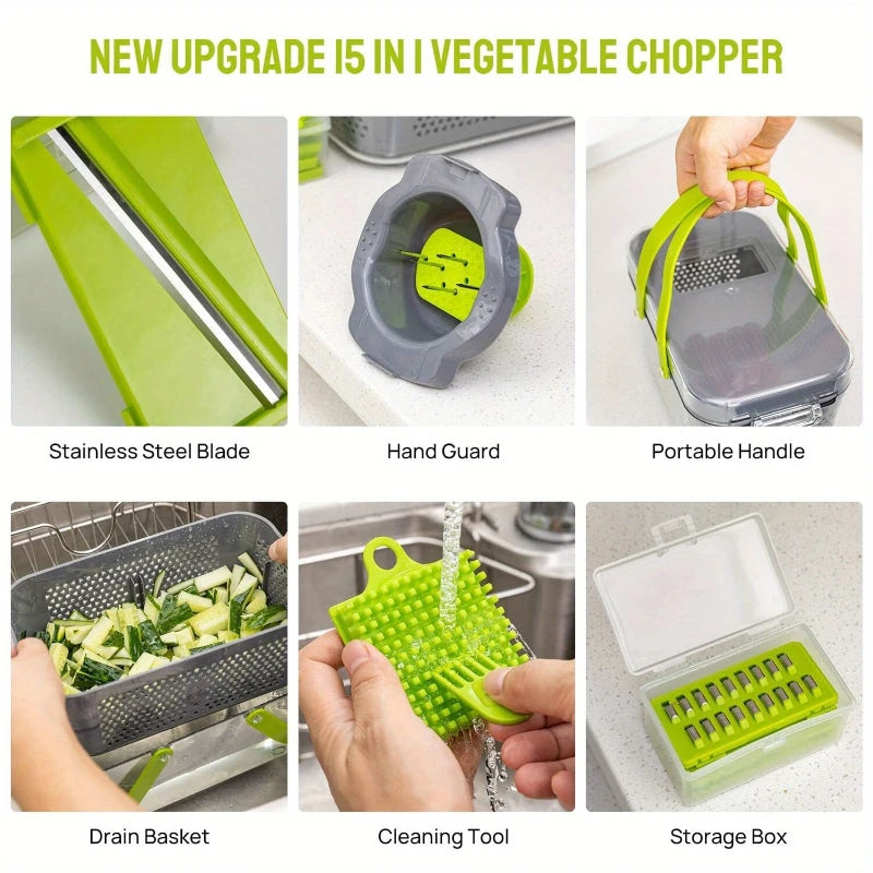 22-Piece Vegetable Cutter Set | Multifunctional Fruit & Vegetable Cutter | Manual Food Grater | Container