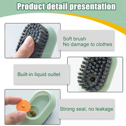 1/2 Piece Automatic Liquid Discharge Shoes Brush - Multifunction Press-Out Cleaner with Soft Bristles, Clothes Brush Cleaning Tool