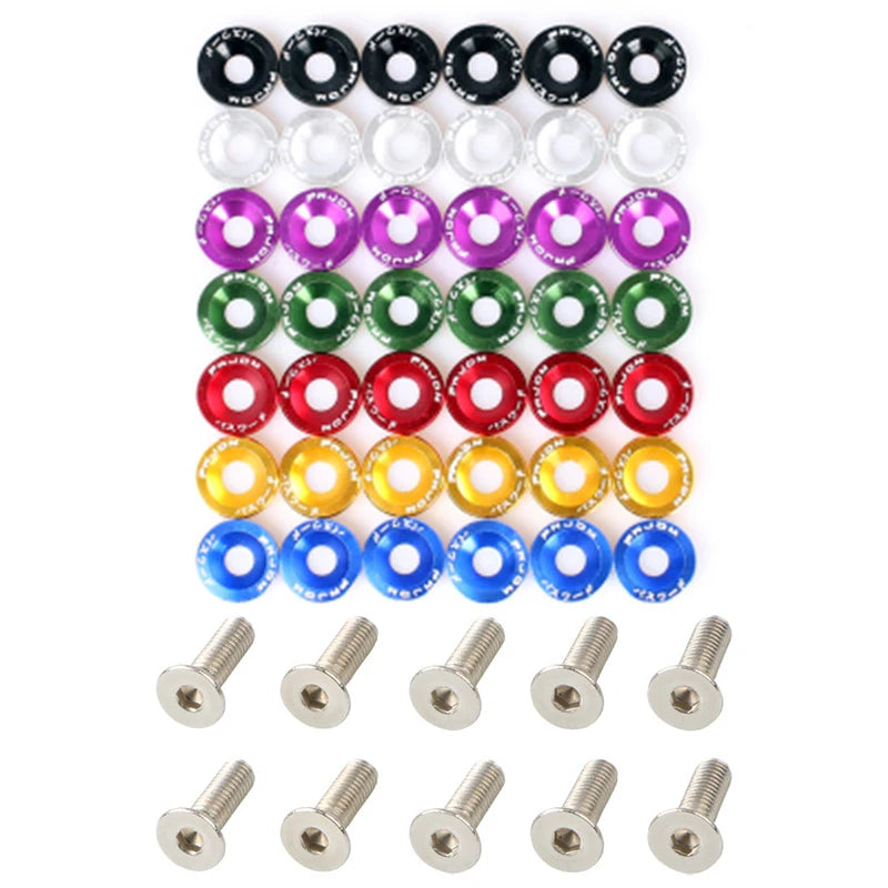 10PCS Universal M6 Car Nuts Bolts - JDM Stickers Password Fender Washer License Plate Bolts for Car Styling Modification Accessories