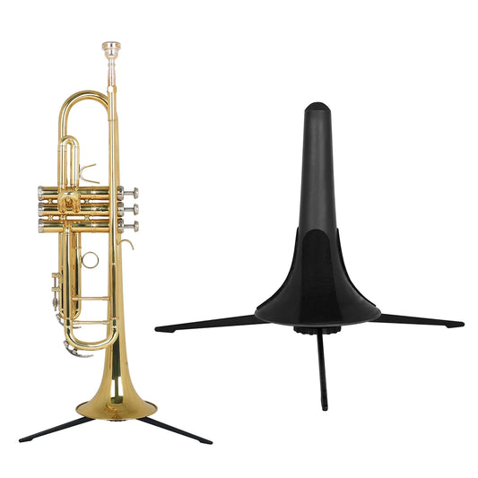 Portable Black Trumpet Tripod Stand: Foldable Brass Instrument Holder with Removable Legs - Sturdy Accessory Bracket