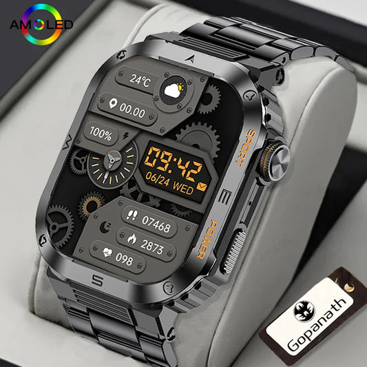 Rugged Military Smart Watch – IP68 Waterproof, 2.01'' HD Display, Bluetooth & Voice Features, Compatible with Android, iOS, Xiaomi