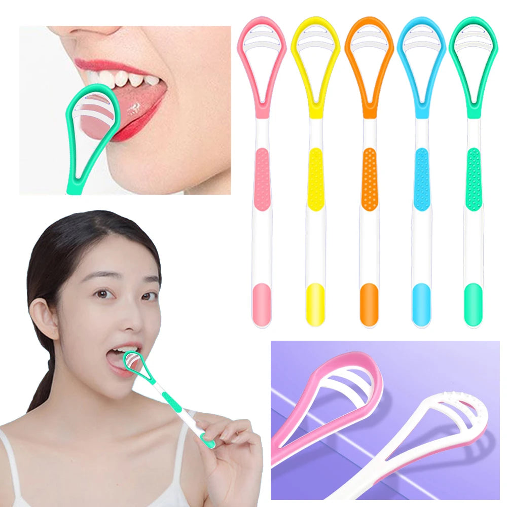 Reusable Double-Sided Tongue Cleaner - Professional Tongue Cleaning Scraper Brush for Adult Oral Care