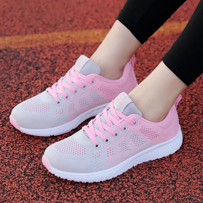 Breathable Women Running Shoes: Lightweight Anti-Slip Female Sports Shoes - Outdoor Soft Sneakers with Lace-Up Fashion Tennis Style