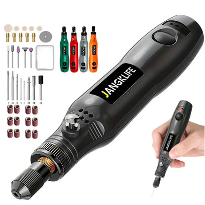 Cordless Rotary Tool Kit - USB Woodworking Engraving Pen DIY for Jewelry Metal Glass, Mini Wireless Drill