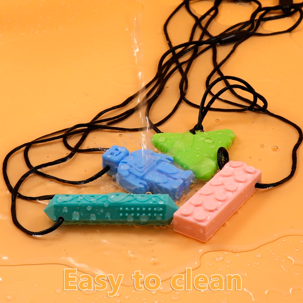 2-Pack Sensory Chew Necklaces for Kids: Teething, ADHD, Autism Relief - Oral Motor Chewy Teether with Silicone Chewlery