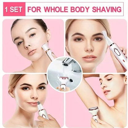 4 in 1 Electric Lady Shaver - Painless Body Hair Removal Epilator, Cordless Trimmer Razor, Perfect Gift for Women