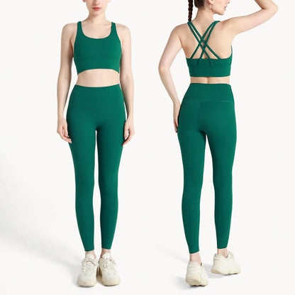 2024 Women's 2 Piece Yoga Tracksuit - Quick Dry Breathable Fitness Set with Sports Bra and Leggings