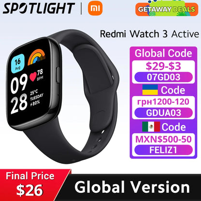 [World Premiere] Global Version Xiaomi Redmi Watch 3 Active - 1.83'' LCD Display, Bluetooth Call, 12 Days Battery, 5ATM Waterproof