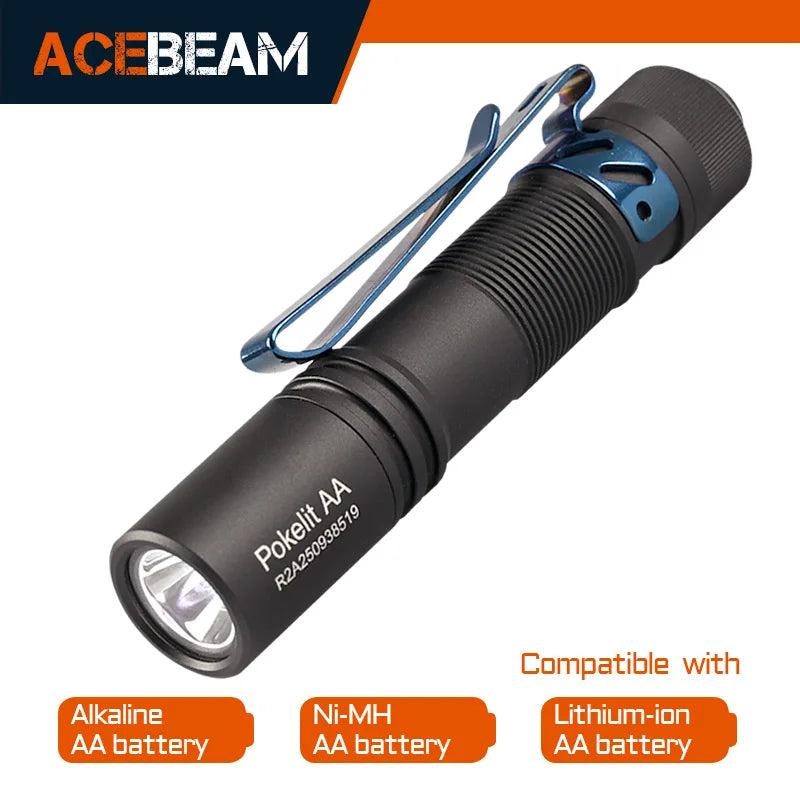 ACEBEAM Pokelit AA EDC Flashlight – 1000 Lumens, High CRI90, USB-C Rechargeable, IP68 Waterproof Pocket LED for Everyday Carry